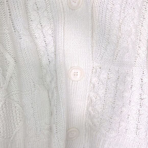 By the River Cream V-neck Cable Knit Sweater Cardigan Size Medium - Picture 2 of 5
